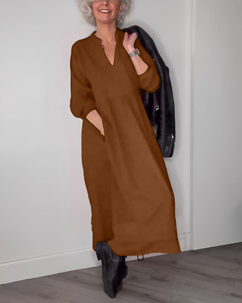 Tina - Elegantes langes Taschenkleid