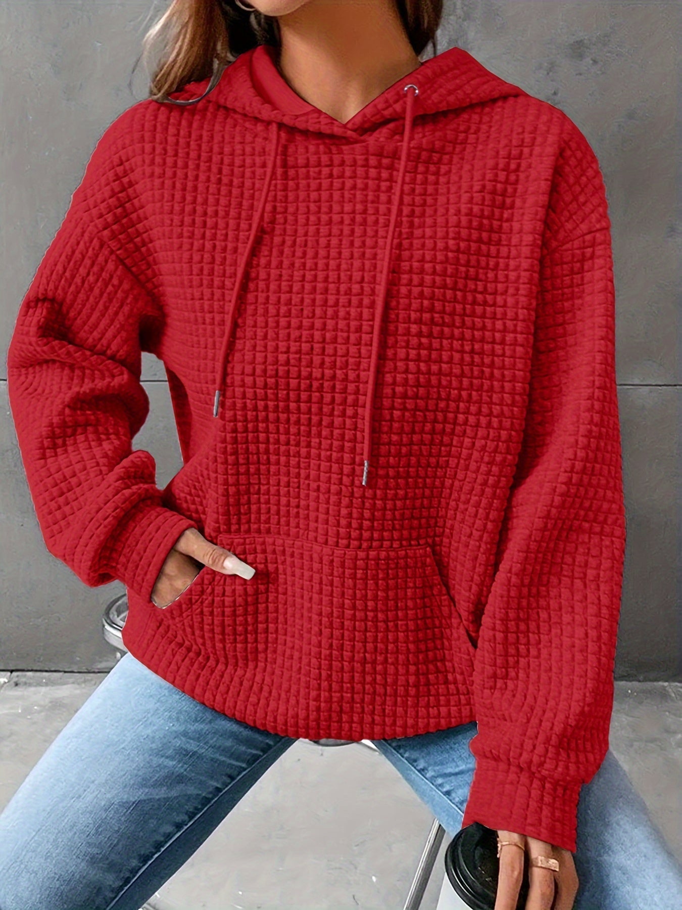 Léana™ | Texturiertes Kapuzen-Sweatshirt mit langen Ärmeln
