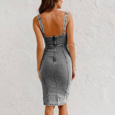 ESLEM - FIGURBETONTES KLEID AUS STRETCH-DENIM