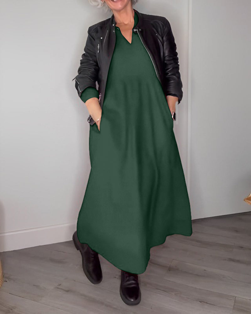 Tina - Elegantes langes Taschenkleid