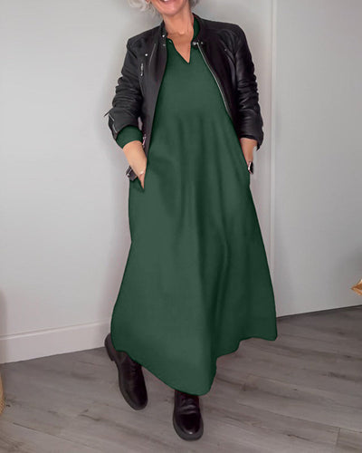 Tina - Elegantes langes Taschenkleid