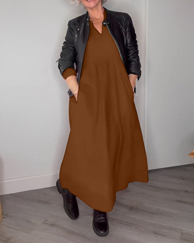 Tina - Elegantes langes Taschenkleid