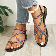 Hallie | Flache böhmische Sandalen für Frauen