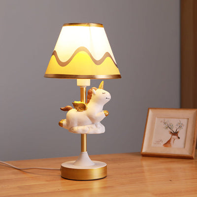 Twinklehorn – Einhorn Tischlampe mit Stoffschirm für Arbeitszimmer