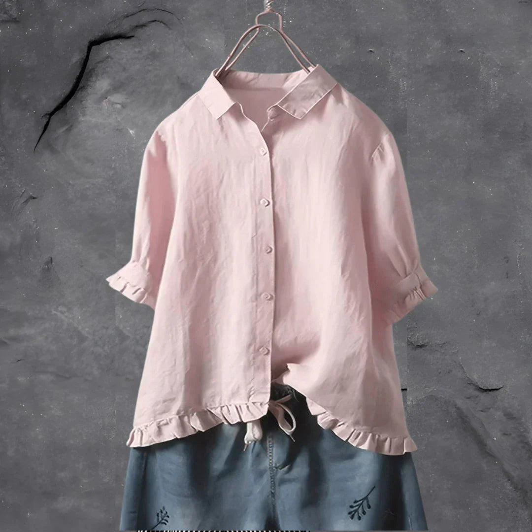Dinie™ | Elegante Baumwollbluse mit kurzen Ärmeln