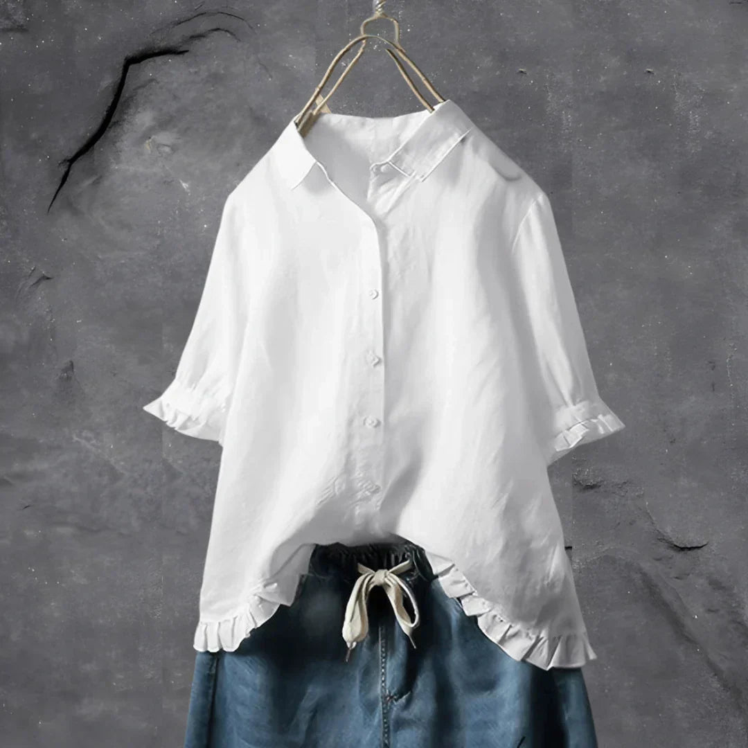 Dinie™ | Elegante Baumwollbluse mit kurzen Ärmeln