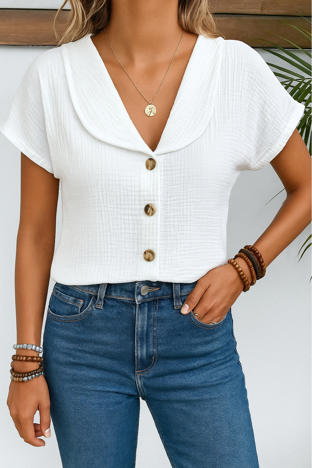 Marijke™ | Bluse mit Kragen und Knöpfen