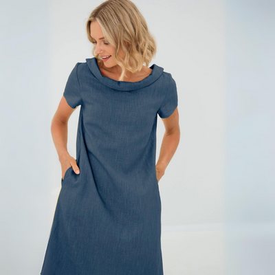 Solea – Lockeres Sommerkleid in Gelb mit weitem Kragen