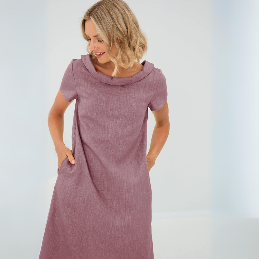 Solea – Lockeres Sommerkleid in Gelb mit weitem Kragen
