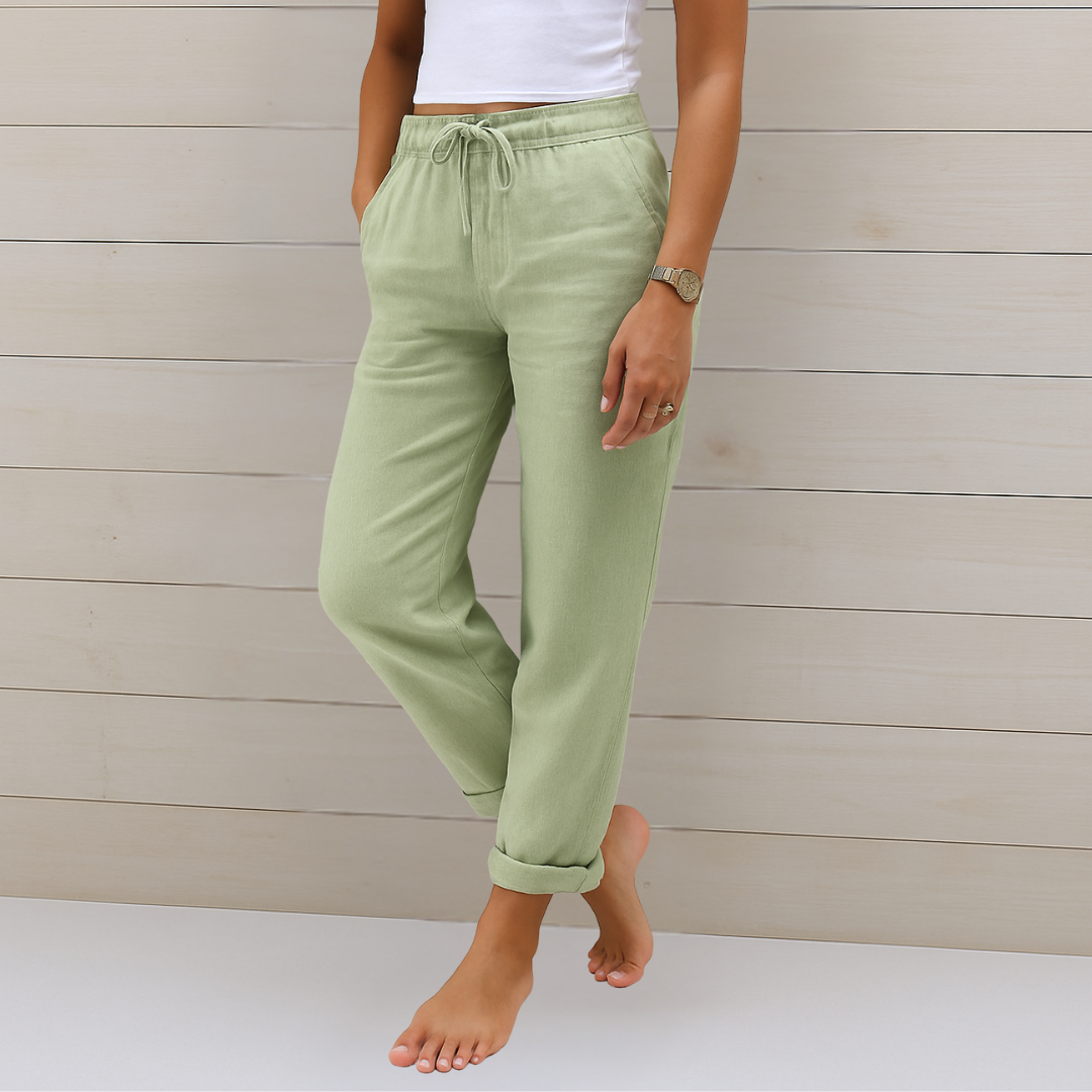 Nora™ | Hochwertige, atmungsaktive Stretchhose aus Leinen