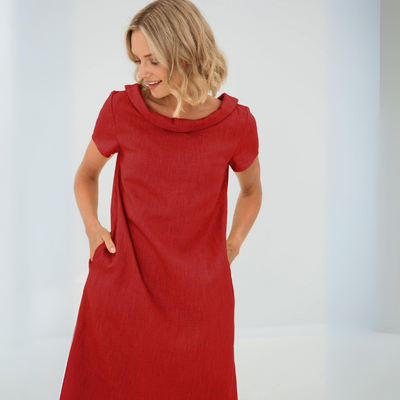 Solea – Lockeres Sommerkleid in Gelb mit weitem Kragen