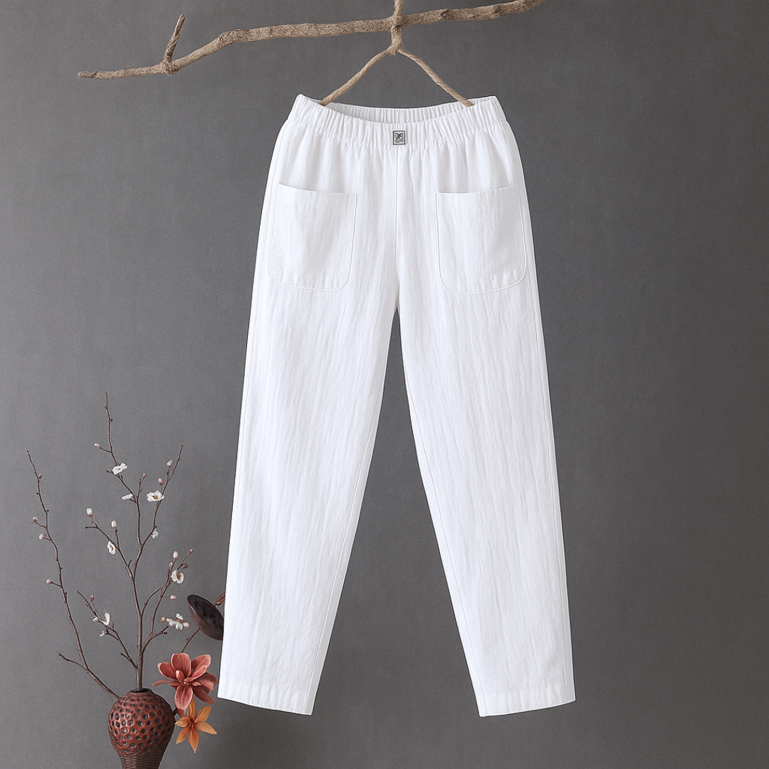 Erika™ | Lässige Hose aus Baumwolle und Leinen mit elastischem Bund