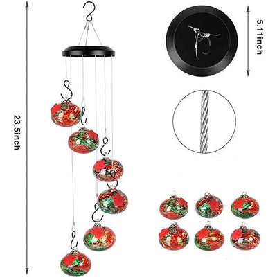 ChimeFeeder handgefertigte Glaskolibri-Futterstelle mit Windglocke