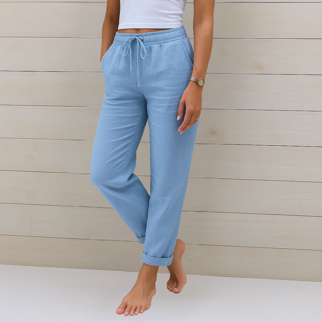 Nora™ | Hochwertige, atmungsaktive Stretchhose aus Leinen