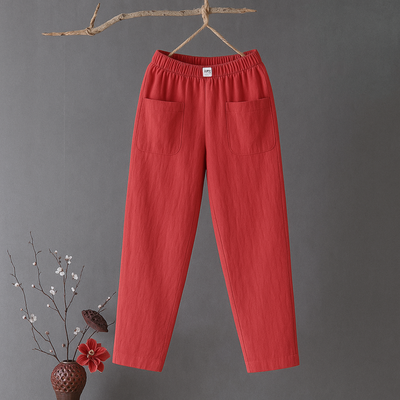 Erika™ | Lässige Hose aus Baumwolle und Leinen mit elastischem Bund