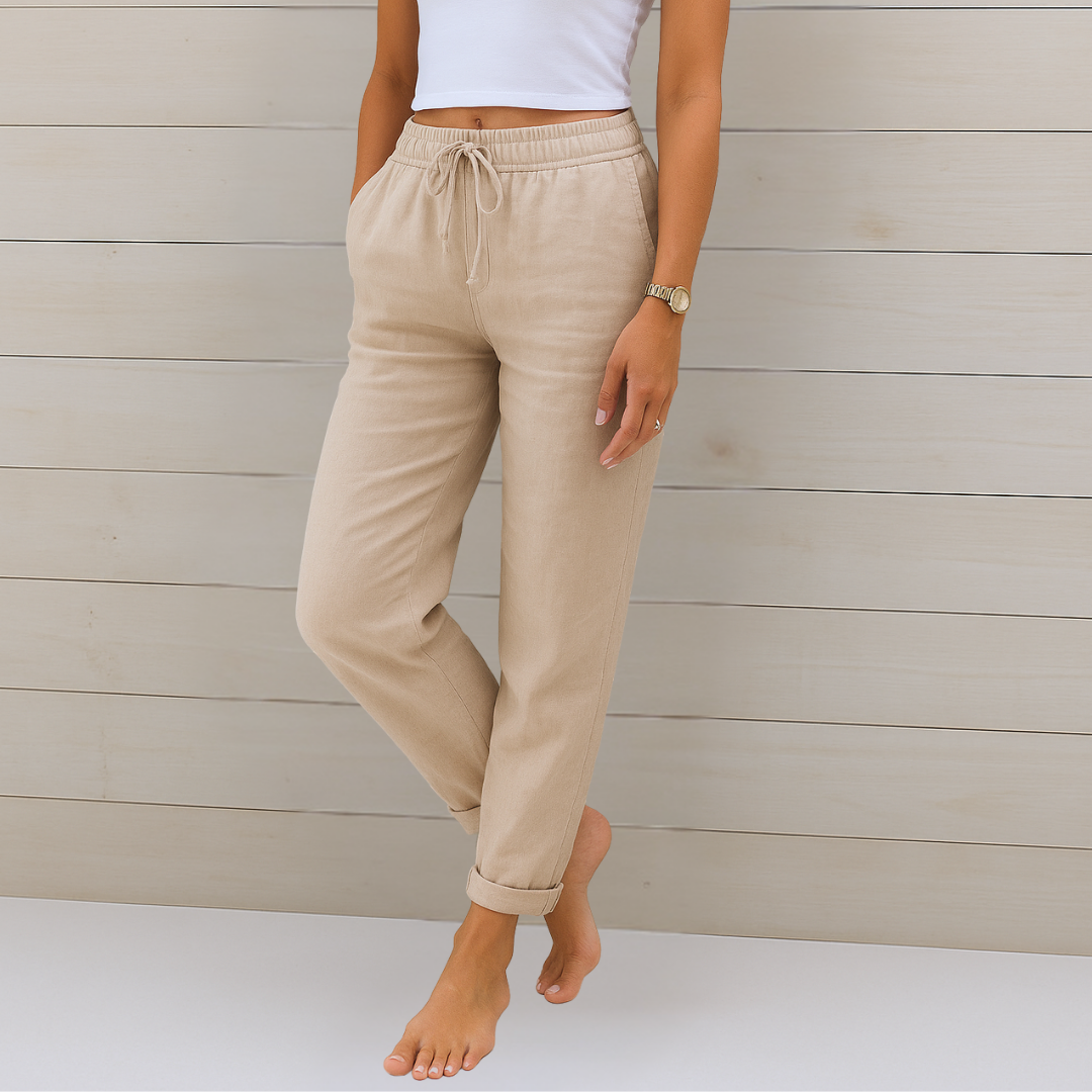 Nora™ | Hochwertige, atmungsaktive Stretchhose aus Leinen