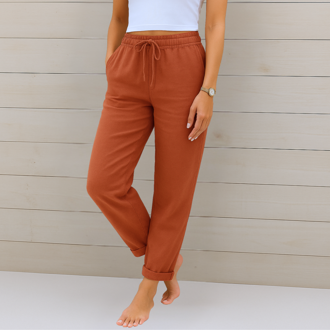 Nora™ | Hochwertige, atmungsaktive Stretchhose aus Leinen