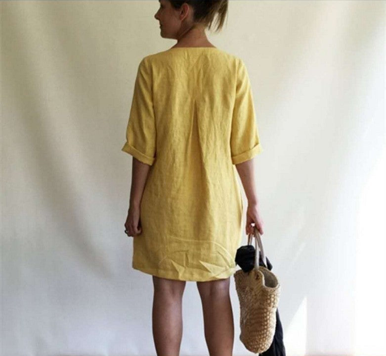 AveLina - Leinenhemd-Minikleid