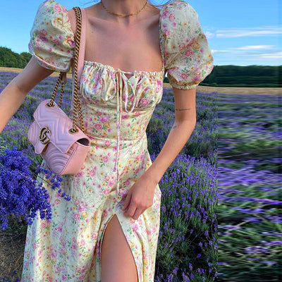 Leonarda - Geblümtes Maxikleid mit Puffärmeln