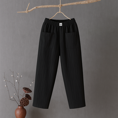 Erika™ | Lässige Hose aus Baumwolle und Leinen mit elastischem Bund