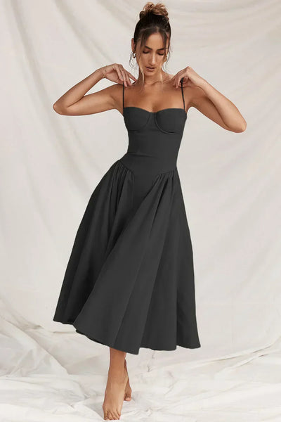 Nina - Ärmelloses Korsett-Midikleid