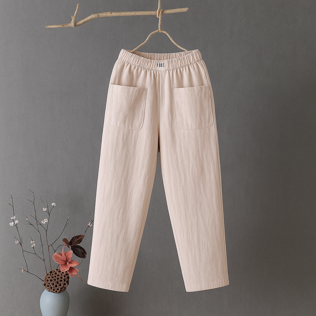 Erika™ | Lässige Hose aus Baumwolle und Leinen mit elastischem Bund