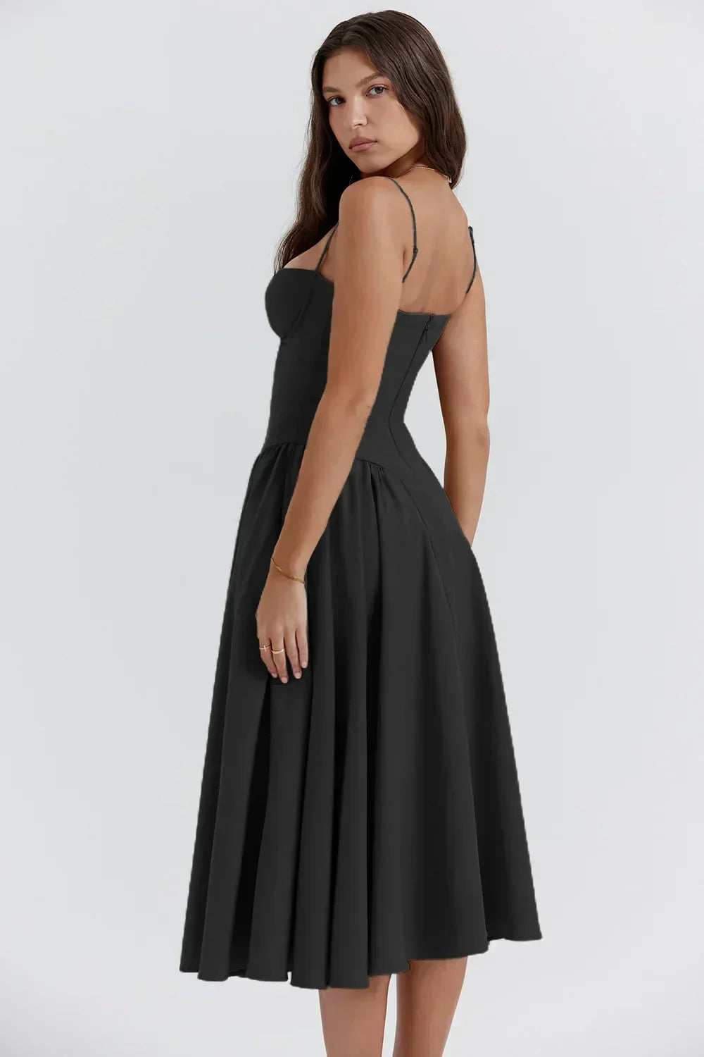 Nina - Ärmelloses Korsett-Midikleid