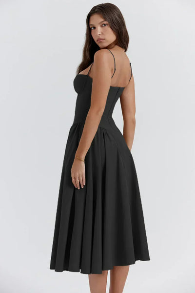 Nina - Ärmelloses Korsett-Midikleid