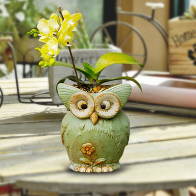 WhimsiOwl Keramische Sukkulententopf – Moderne Dekorative Blumentopf mit Eulendesign