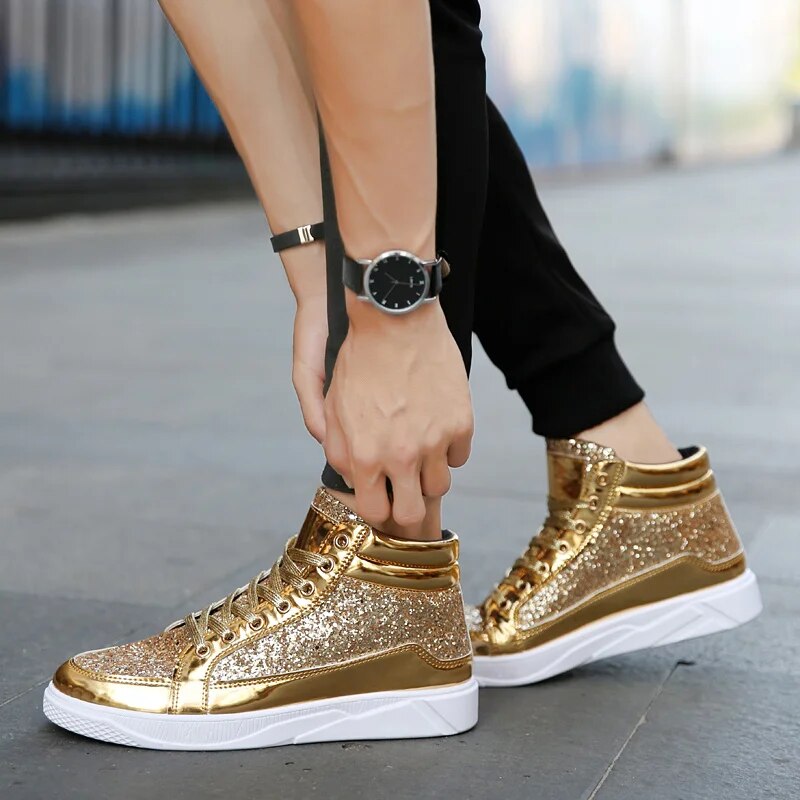 Jami | Glänzende glitzernde High-Top-Sneakers für Männer