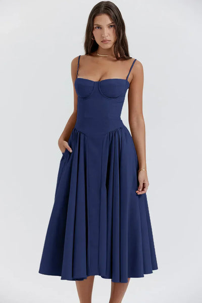 Nina - Ärmelloses Korsett-Midikleid