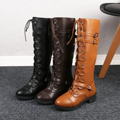 Fiona - Retro-Schnallenschnürstiefel