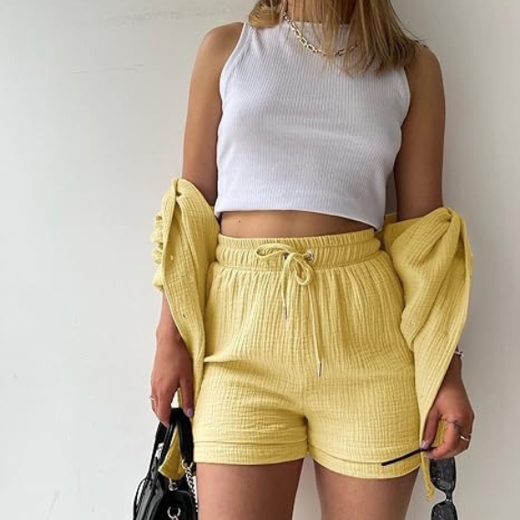 AGATHE - WEITES SHIRT UND SHORTS SET