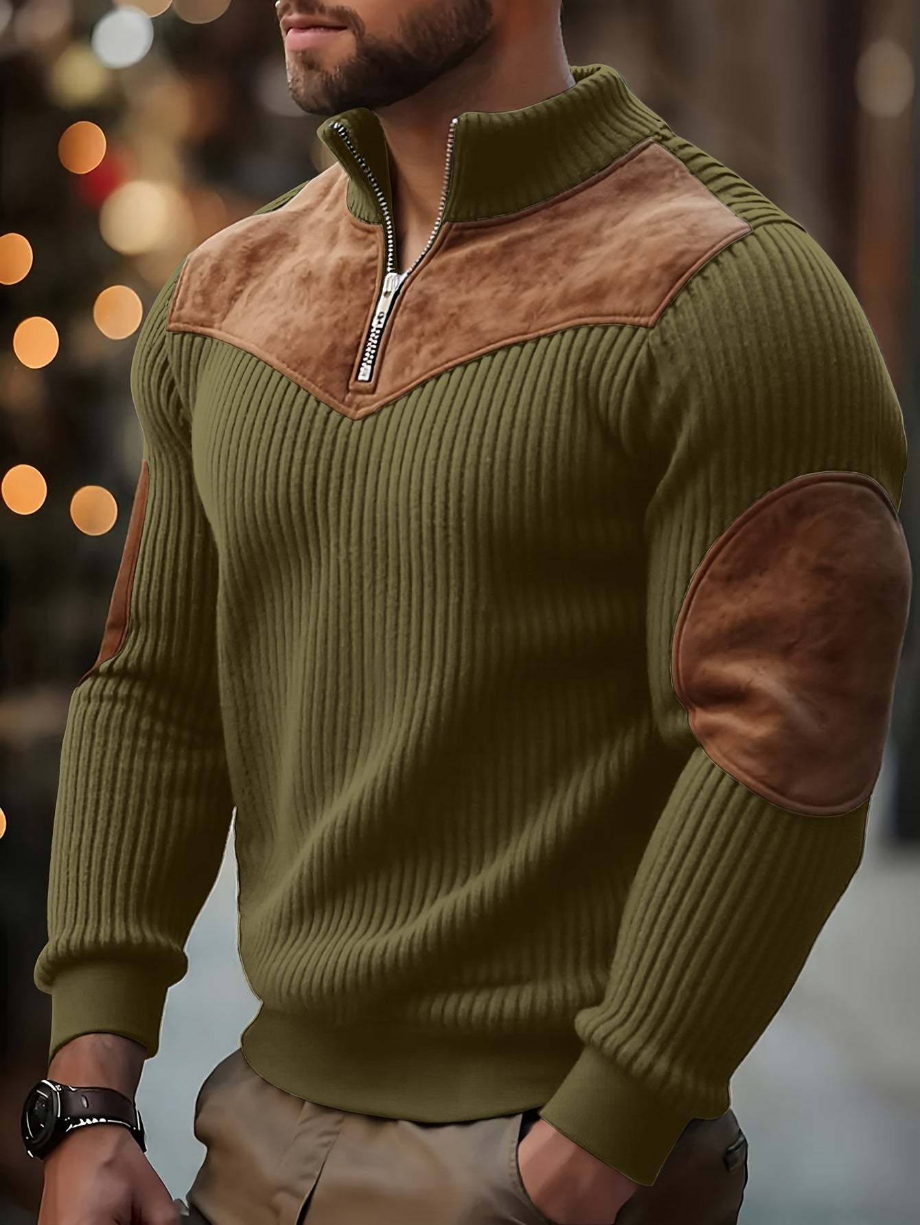 kortez – Lässiger Strickpullover Mit Halbem Reißverschluss