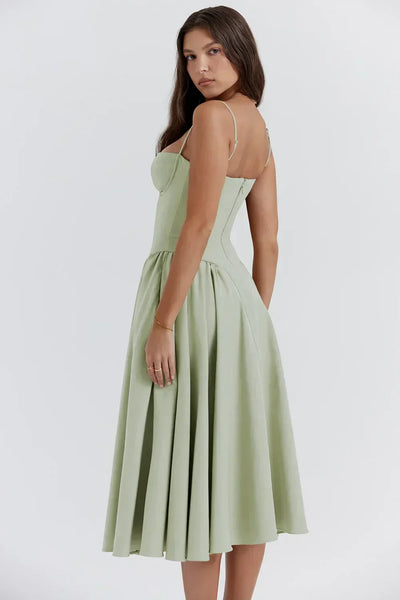 Nina - Ärmelloses Korsett-Midikleid