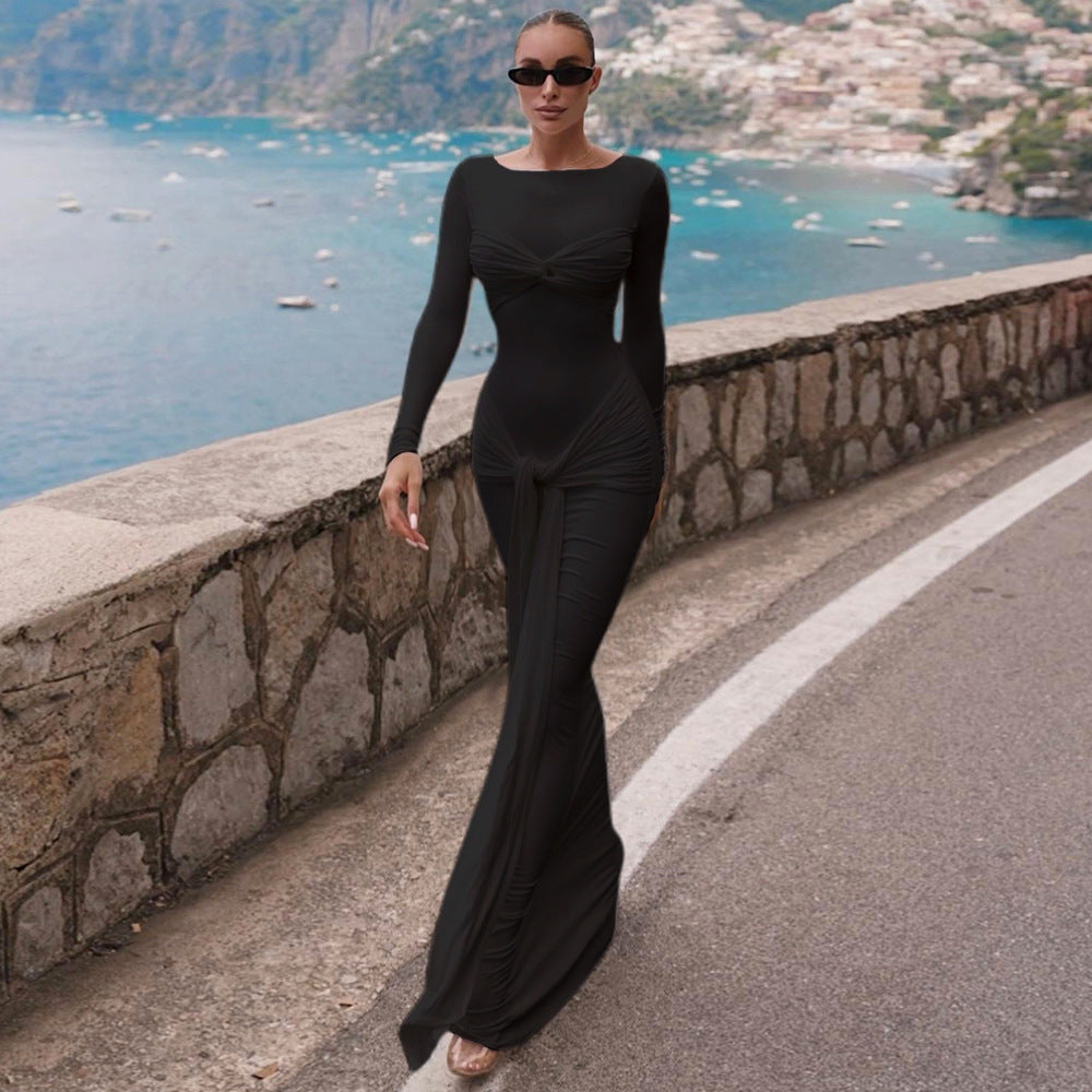 Erika - Langärmeliger Morgenmantel mit Rüschen und raffinierter Eleganz