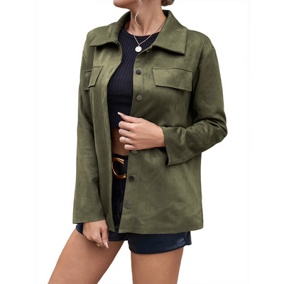 Stilvolle, elegante und maßgeschneiderte Lederjacke mit Knöpfen für Damen