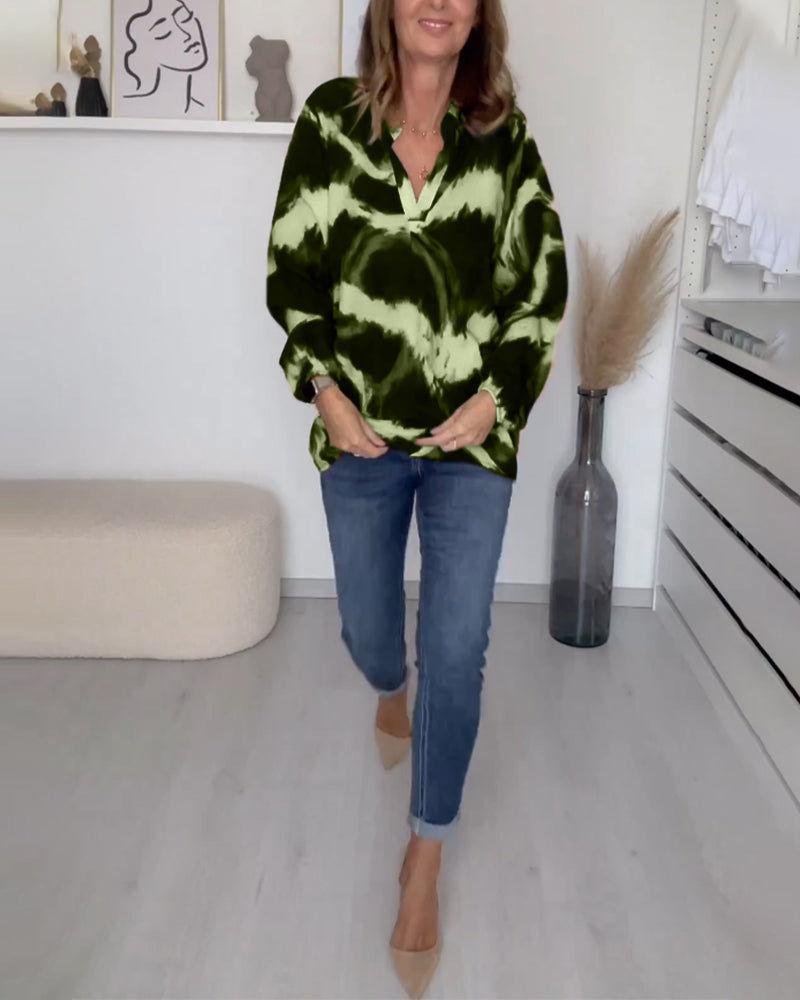 Eva - Bedrucktes Casual V-Neck Top