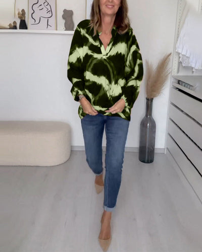 Eva - Bedrucktes Casual V-Neck Top