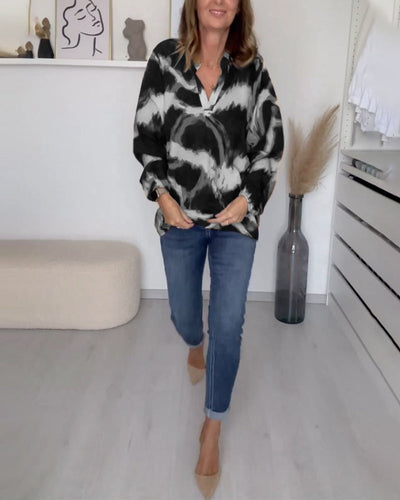 Eva - Bedrucktes Casual V-Neck Top