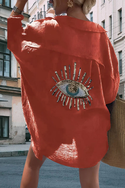 GÖNÜL - OVERSIZE-HEMD MIT PAILLETTEN-AUGENSTICKEREI