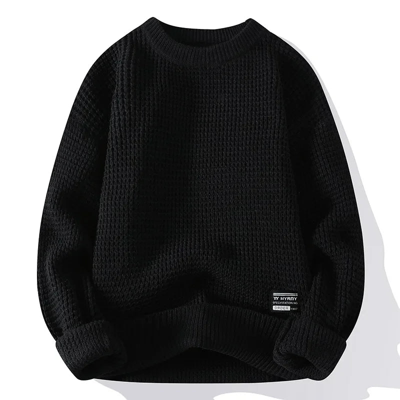 Henning – Waffelgestrickter Pullover Mit Langen Ärmeln