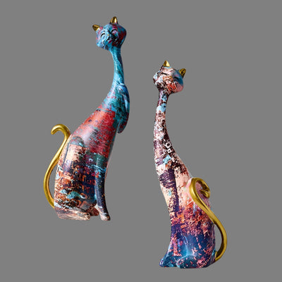 FelineForm – Minimalistische Katzen Skulpturenduett für moderne Dekorative Akzente