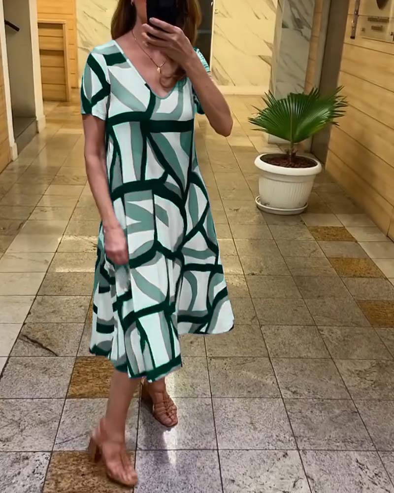 Tessa - Bedrucktes Kurzarmkleid
