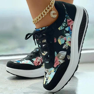 Pasba | Modische Sneakers mit Blumendruck und gepolsterter Sohle