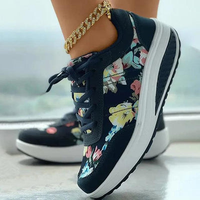 Pasba | Modische Sneakers mit Blumendruck und gepolsterter Sohle