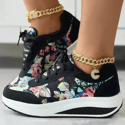 Pasba | Modische Sneakers mit Blumendruck und gepolsterter Sohle