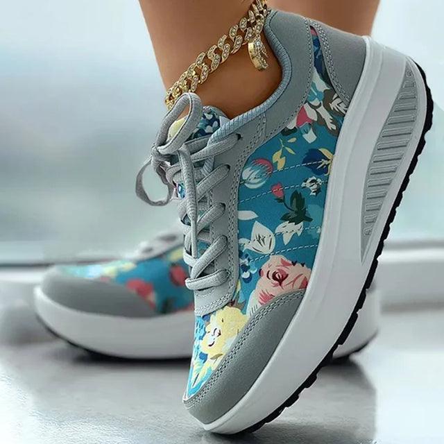 Pasba | Modische Sneakers mit Blumendruck und gepolsterter Sohle