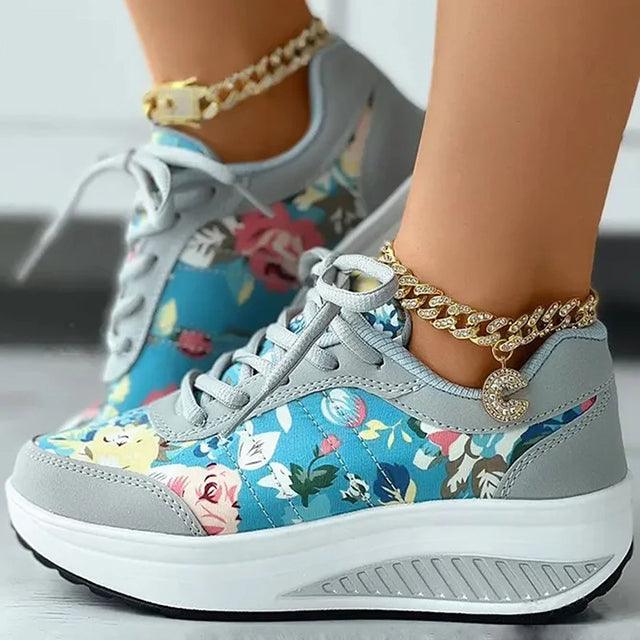 Pasba | Modische Sneakers mit Blumendruck und gepolsterter Sohle