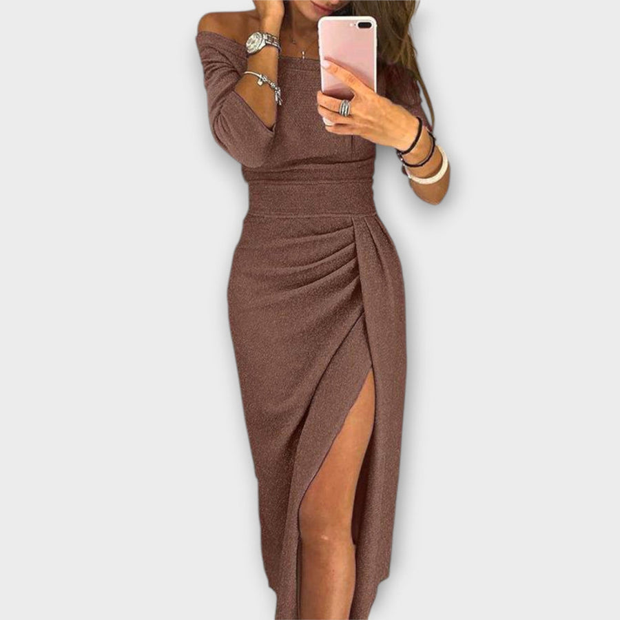 HATICE - KLEID MIDI ENG MIT SEITLICHEM SCHLITZ